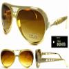 1 Gold Pair Long Live the King Novelty Party Glasses - Costume Dressup Sunglasses for Men or Women view 1