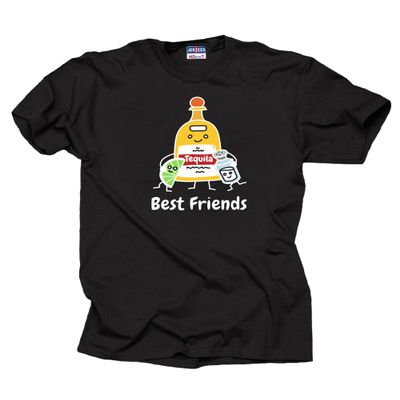 Best Friends Party Tequila T-Shirt Funny Party Tee Shirt Large Black
