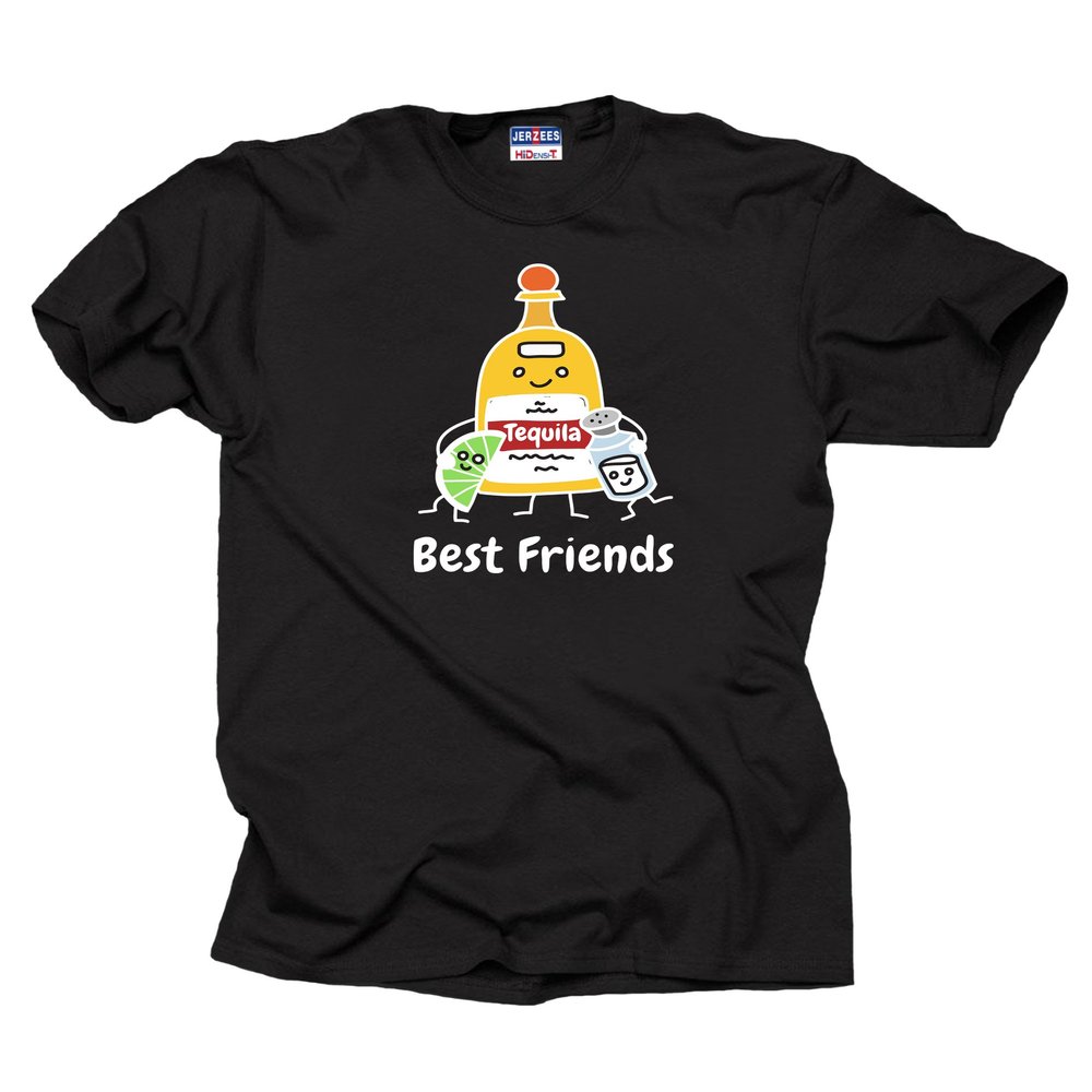 Best Friends Party Tequila T-Shirt Funny Party Tee Shirt Large Black