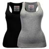 Zenana Women's Plain Solid Color Ribbed Racerback Tank Top Shirt Plus Sizes 2 Pack: Black | Heather Grey XX-Large view 1