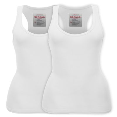 Zenana Women's Plain Solid Color Ribbed Racerback Tank Top Shirt Plus Sizes 2 Pack: Black | White XXX-Large