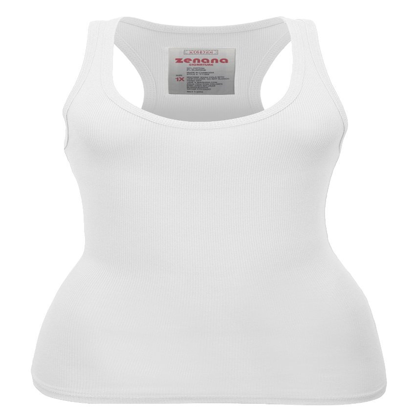 Zenana Women's Plain Solid Color Ribbed Racerback Tank Top Shirt Plus Sizes White XXX-Large