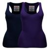 Zenana Women's Plain Solid Color Ribbed Racerback Tank Top Shirt Plus Sizes 2 Pack: Navy | Purple XX-Large view 1