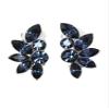 Faship Navy Blue Rhinestone Crystal Floral Clip On Style Earrings - Navy Blue view 1