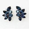 Faship Navy Blue Rhinestone Crystal Floral Clip On Style Earrings - Navy Blue view 4