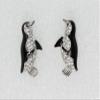 Faship Clear Premium Rhinestone Crystal Penguin Pierced Earrings - Clear view 2