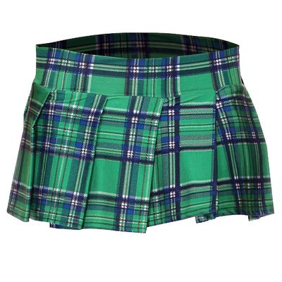 Music Legs Plaid Pleated Skirt M/L Green Color. Item#25062