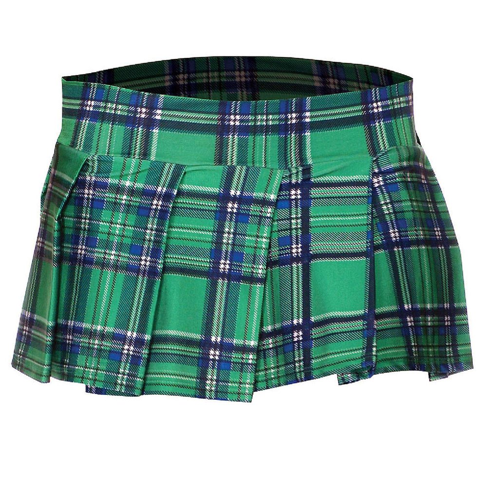 Music Legs Plaid Pleated Skirt M/L Green Color. Item#25062