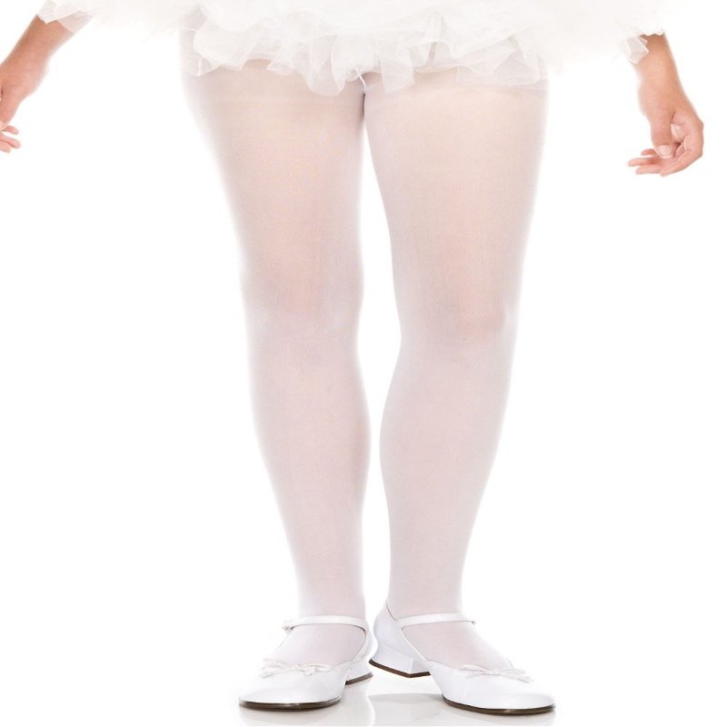 Music Legs Girls Opaque White Tights X-Large