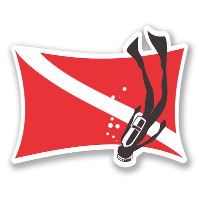 2 x 10cm Scuba Diving Flag Vinyl Stickers