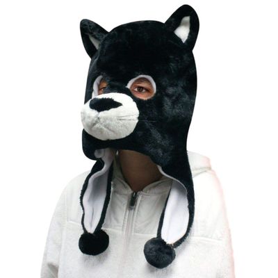 2015 Flurry Friends Adult Plush Animal Head Mask Hat Cap - Over 20 Styles! (Jack the Black Cat)