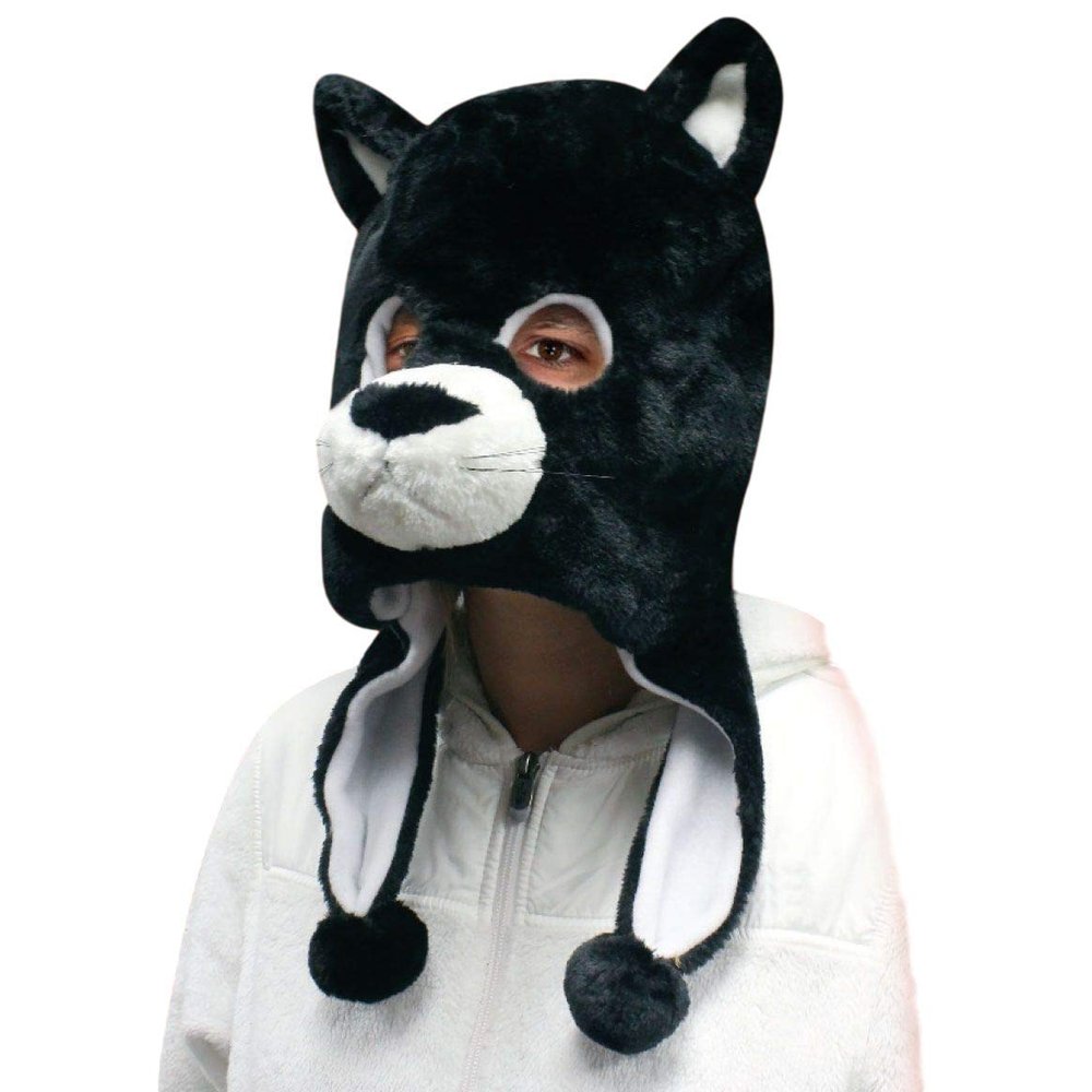 2015 Flurry Friends Adult Plush Animal Head Mask Hat Cap - Over 20 Styles! (Jack the Black Cat)