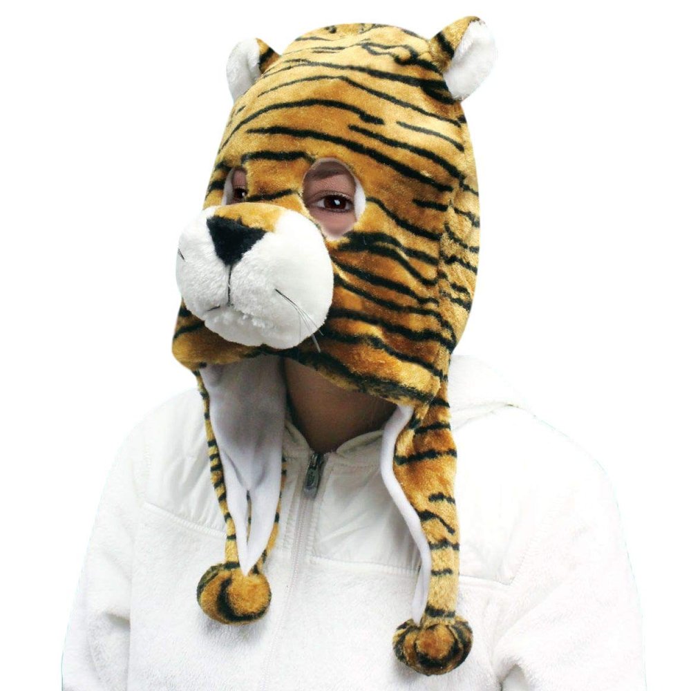 2015 Flurry Friends Adult Plush Animal Head Mask Hat Cap - Over 20 Styles! (Tom the Tiger)
