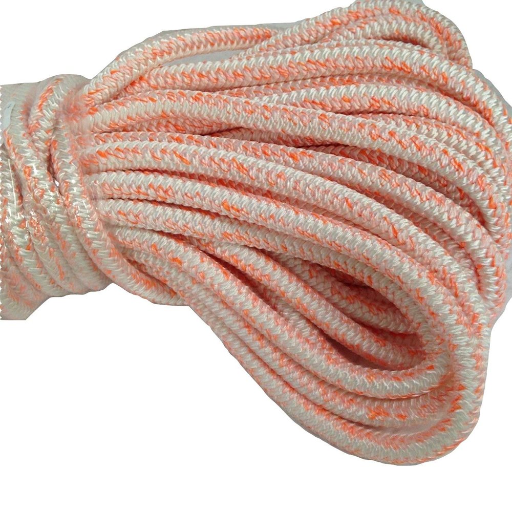 5/8 Inch by 120 Feet 12 Carrier 24 Strand Polyester Arborist Bull Rope, White Orange