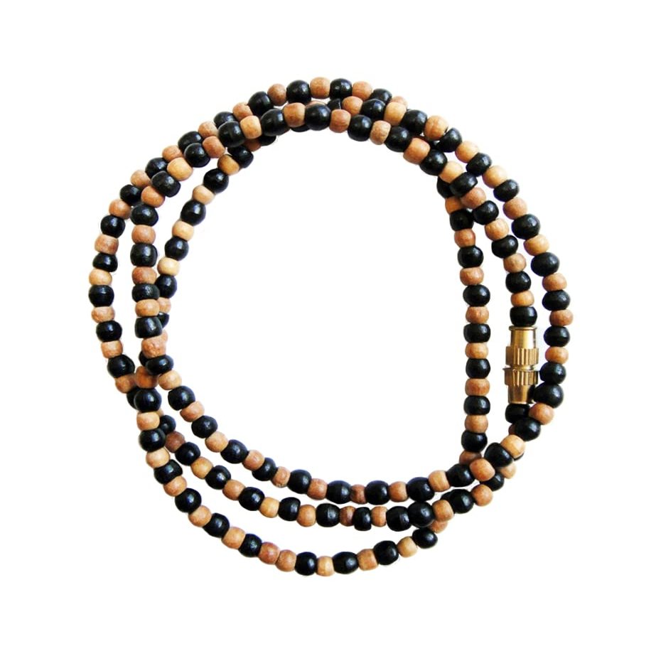 3mm Sandalwood and Ebony Bead Necklace with Clasp - Naturally Aromatic