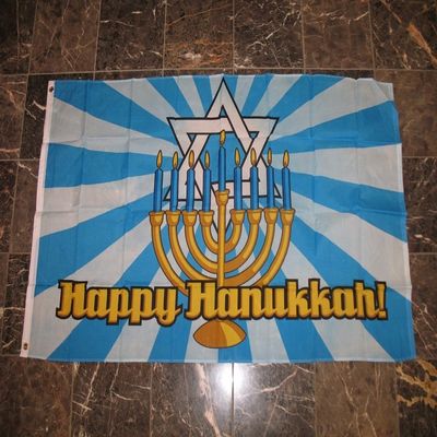 3x5 Happy Hanukkah Hanakkah Menorah Star of David Jewish Holiday Flag 3'x5' banner
