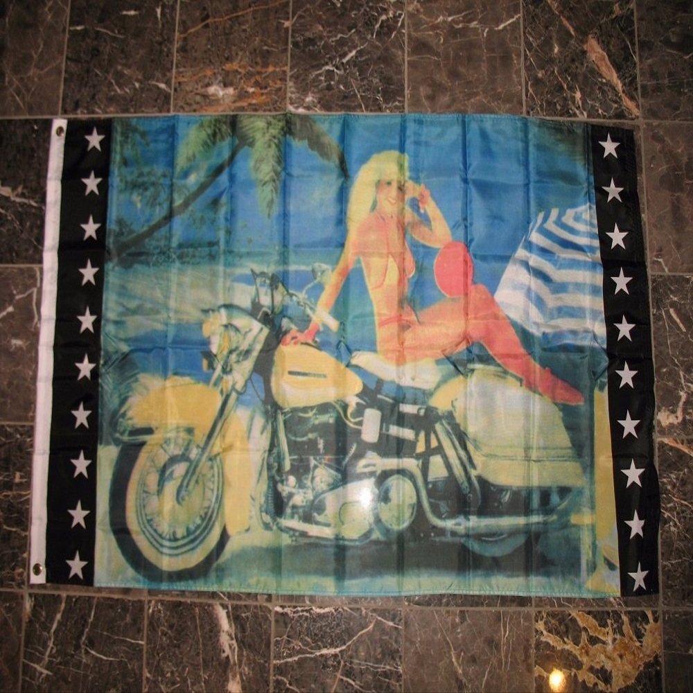 3x5 Blonde Girl on Motorcycle Harley Davidson Bike Flag 3'x5' Banner