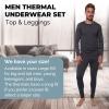 Men's Thermal Set, Lightweight Ultra Soft Fleece Shirt and Pants,Grey,Large view 4