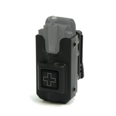 RIGID SOFTT Wide Tourniquet Case, Belt (Tek-Lok) Attachment, Black with GRAY CROSS (Tourniquet Not Included)