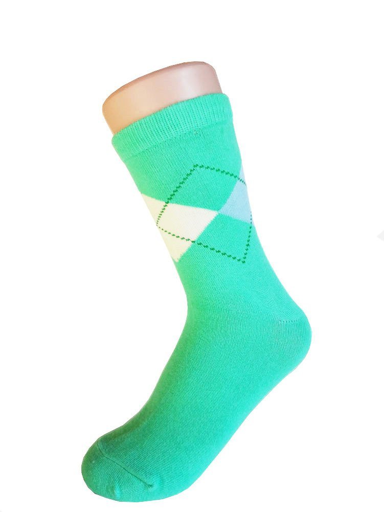 Triple M Plus Junior's Groomsmen St. Patrick's Day Irish Color Wedding|Party Events|Gala Collection Mint Green/White/periwinkle blue Dress socks