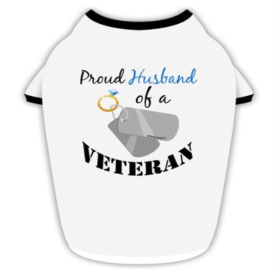 TOOLOUD Husband of Veteran Cotton Dog Shirt White with Black Large