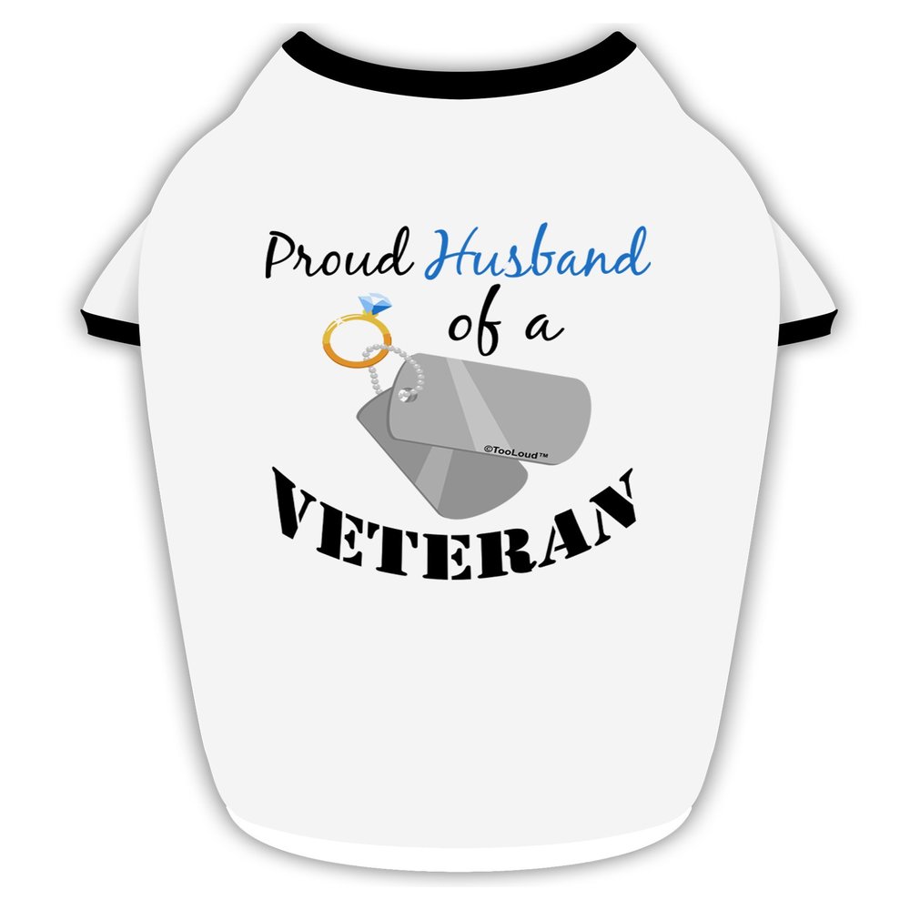 TOOLOUD Husband of Veteran Cotton Dog Shirt White with Black Large