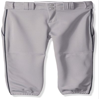Alleson Athletic Girls Fast Pitch Softball Pants with Belt Loops, Grey/Navy, X-Large