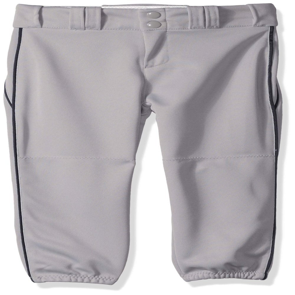 Alleson Athletic Girls Fast Pitch Softball Pants with Belt Loops, Grey/Navy, X-Large