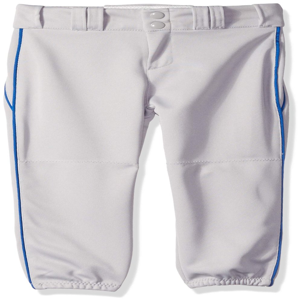 Alleson Athletic Girls Fast pitch Softball Pants with Belt Loops, Grey/Royal, X-Large