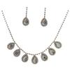 topwholesalejewel Fashion Jewelry Set Silver Crystal Teardrop Necklace Earrings Set view 1