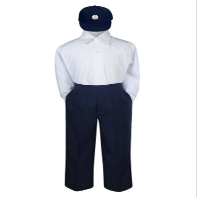 3 Pcs Set Baby Toddler Boys Sailor Uniform Navy Black Formal Suit Compass Hat (Large (12-18 months), Navy)