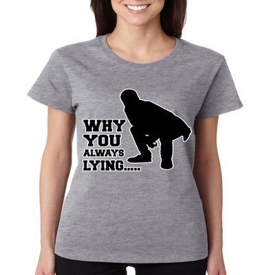 ALLNTRENDS Women's T Shirt Why You Always Lying (2XL, Sporty Gray)