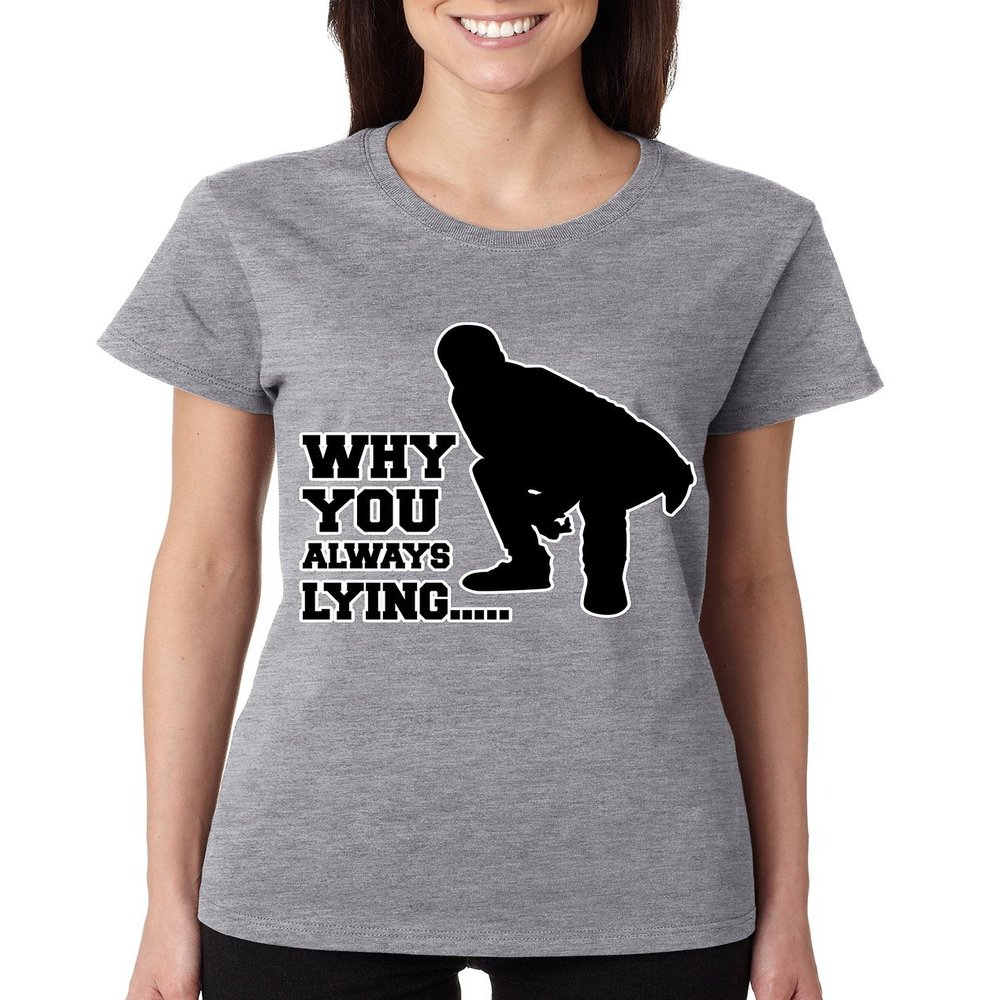 ALLNTRENDS Women's T Shirt Why You Always Lying (2XL, Sporty Gray)