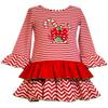 Bonnie Jean Toddler Girls Red/White Stripe Candy Cane Bell Sleeve Tier Dress, Red. 2T view 1