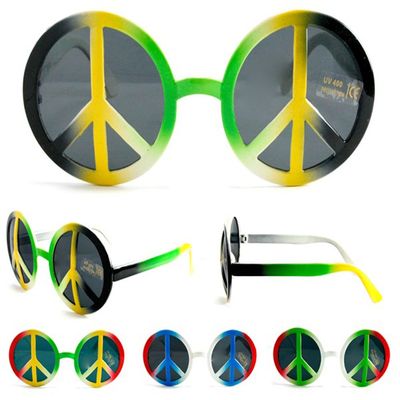 1 Pair Rasta Peace Sign Novelty Birthday Party Glasses - Costume Dressup Sunglasses for Men or Women