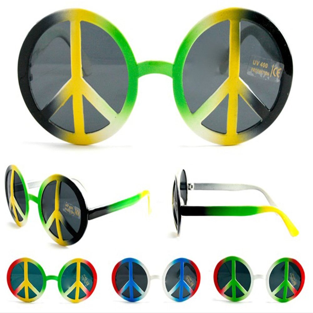 1 Pair Rasta Peace Sign Novelty Birthday Party Glasses - Costume Dressup Sunglasses for Men or Women
