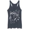 LOST GODS Women's Boombox Cat Cartoon Racerback Tank Top - Navy Blue Heather - Small view 1