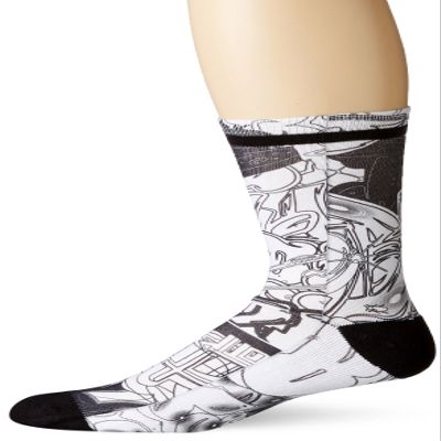 Bottoms Out Men's Printed Crew Socks, Black/White, Sock Size:10-13/Shoe Size: 6-12/Sock Size:10-13/Shoe Size: 6-12