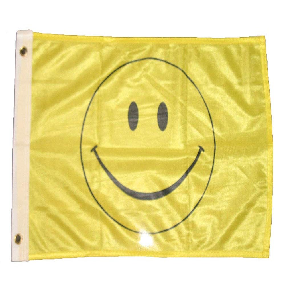 12x18 Yellow Smiley Smile Face rough tex knitted boat flag 12''x18'' banner