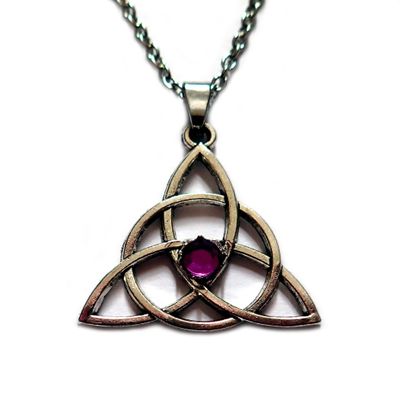 Moon Maiden Jewelry Celtic Triquetra Tinity Knot Silver Pendant Light Purple Stone