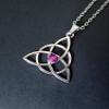 Moon Maiden Jewelry Celtic Triquetra Tinity Knot Silver Pendant Light Purple Stone view 2