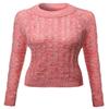Awesome21 Crew Neck Cable Knit Sweater Coral White Size L view 1