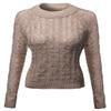 Awesome21 Crew Neck Cable Knit Sweater Taupe White Size L view 1