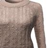 Awesome21 Crew Neck Cable Knit Sweater Taupe White Size L view 3