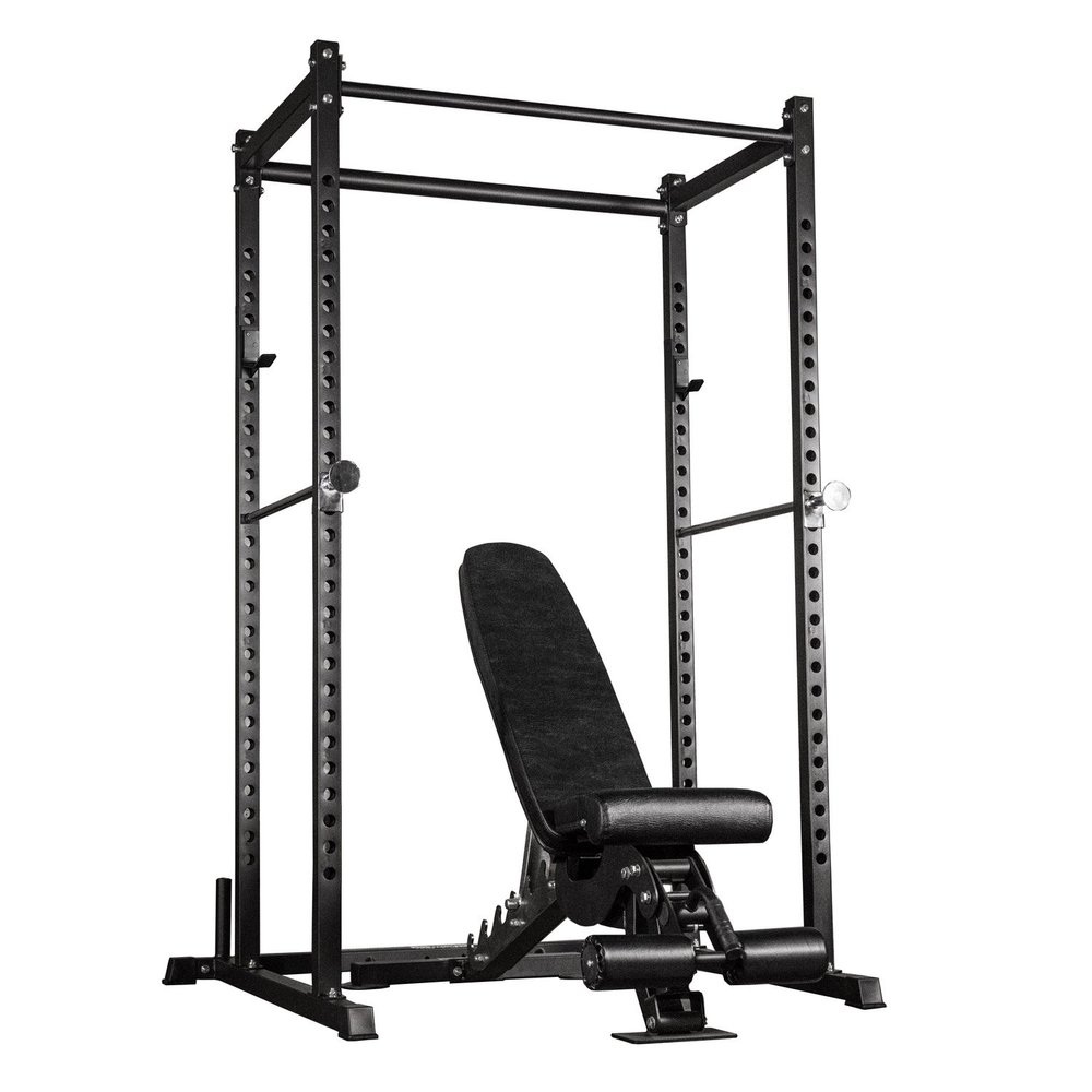 REP Fitness PR-1100 Power Rack Home Gym System, Compact Squat Cage with Multi-Grip Pull Up Bar, Adjustable, with Adjustable Bench AB-3000