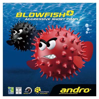 Andro 112265 Blowfish Plus Table Tennis Tension System, Soft Rubber Surface, Red, 1.8
