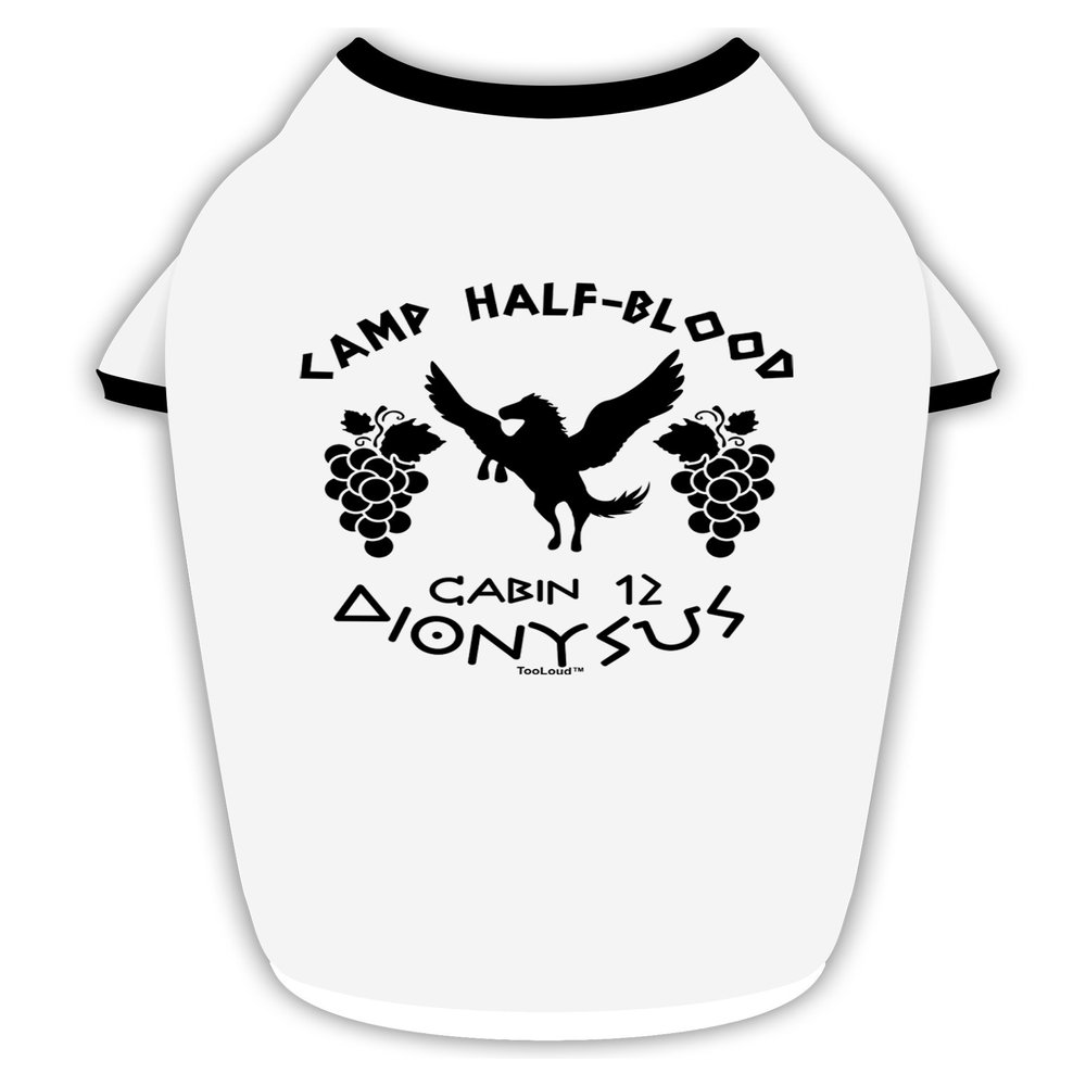 TOOLOUD Camp Half Blood Cabin 12 Dionysus Cotton Dog Shirt White with Black Large