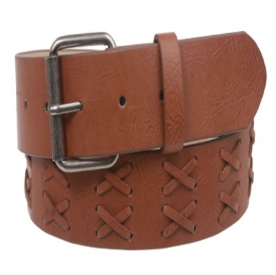 1 1/2" Snap on Cross Strap Leather Belt Size: M/L - 36 Color: Tan