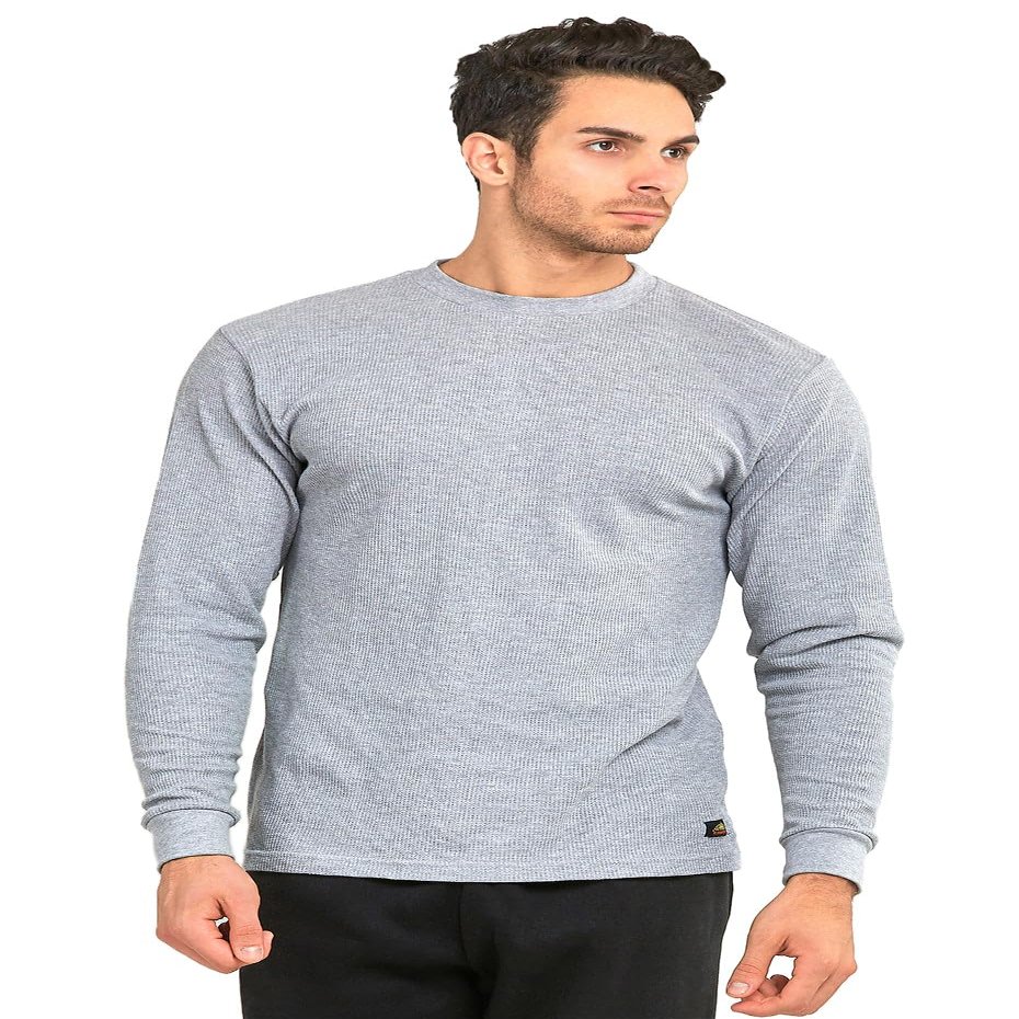 Knocker Men's Mid Weight Waffle Thermal Shirt (M, Heather Grey)