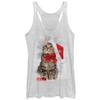LOST GODS Women's Christmas Ornament Kitten Racerback Tank Top - White Heather - Large view 1